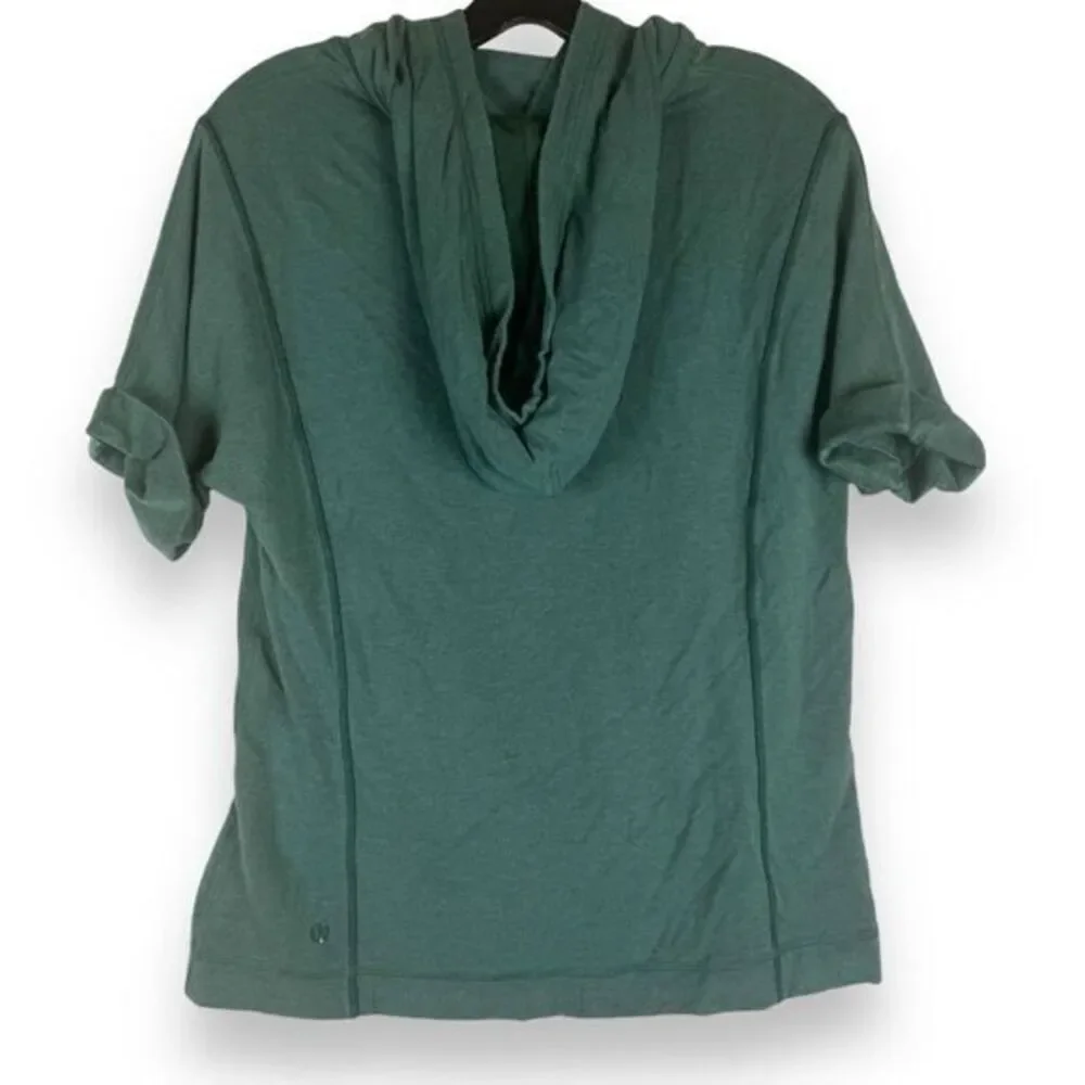 Lululemon Short‎ Sleeve Serenity Hoodie Top Forest Green Womens Size Lounge Gym